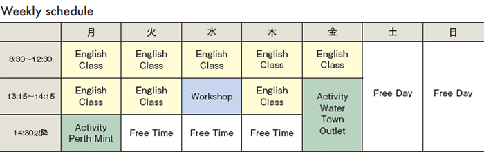 Weekly schedule